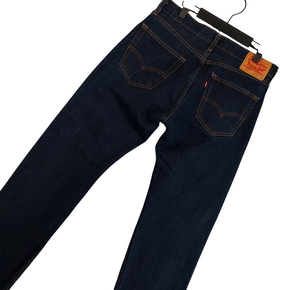 Levi's 505 Regular Fit Jeans Men 33x32 Dark Indigo Straight Leg Denim 12751